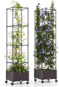 S AFSTAR Raised Garden Bed with Tomato Cage 67 Planter Box W/Trellis &amp Lockable Wheels Free Height Combination Self-Watering Plastic Garden Box Plant Container for Climbing Plants Vegetable (2)