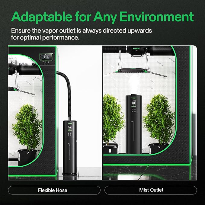 VIVOSUN AeroStream H09 Intelligent Wi-Fi Humidifier 2.38 Gal / 9 L Humidifier with Temp &amp Humidity Probe Smart Remote Control Designed for Growers (Pack of 2)