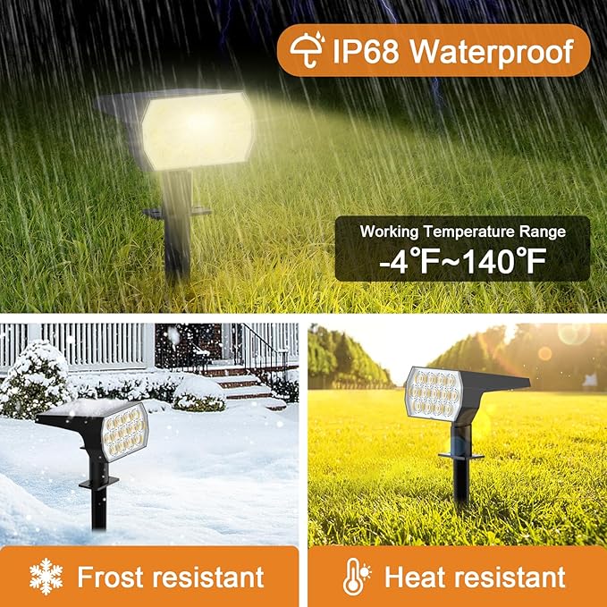 WELALO 6 Pack/65 LED/3 Modes Solar Color Changing Spot Lights Outdoor 3 Modes/4 Pack/188 LED Solar Motion Sensor Lights Outdoor