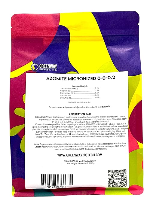 Greenway Biotech Inc. Azomite Rock Dust Volcanic Ash Organic Fertilizer with Micronutrient &amp Trace Minerals- Natural Mineral Soluble Plant Fertilizers for Enhances &amp Increases Crop Yield (4 P