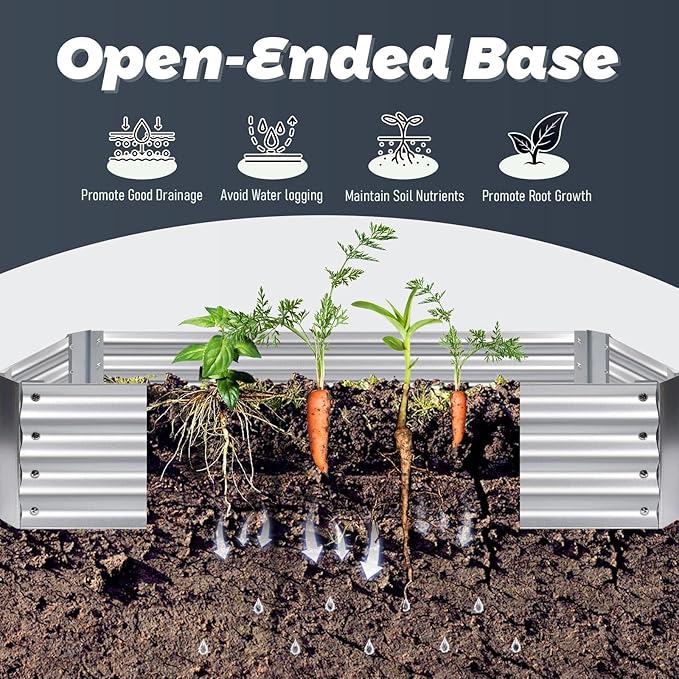 6x3x3 ft Galvanized Raised Garden Bed Plants Protection Tent Cage with Crop Cage Net Tent Kit and 2 Large Screen Windows Metal Bottomless Flower Bed for Planting Vegetables Outdoor