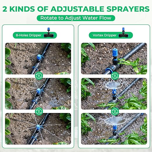 HIRALIY Raised Bed Drip Irrigation Kit Medium DIY Garden Grid Watering System Garden Irrigation System for Flower Bed up to 3 x 8FT
