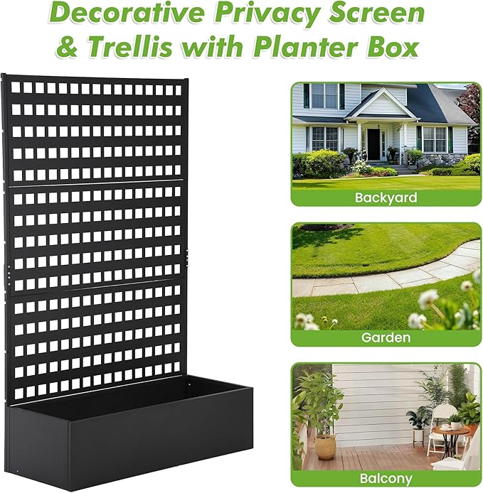 GAOMON Steel Raised Garden Bed - Large Metal Grow Box for Vegetables Anti-Rust Steel Planter Box for Patio Balcony Backyard