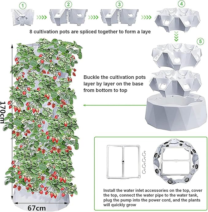 80-Hole Hydroponic Tower Soilless Cultivation Multi-Layer Planting Equipment Aeroponic Cultivation Kit for Fruits and Vegetables