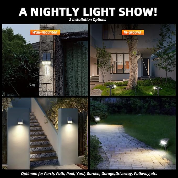 Solar Spot Lights OutdoorIP65 Waterproof 40 LEDs Landscape SpotlightsUSB &amp Solar Powered Wall Lights3 Modes Outdoor Solar Garden Lights for Yard Porch 4 Pack