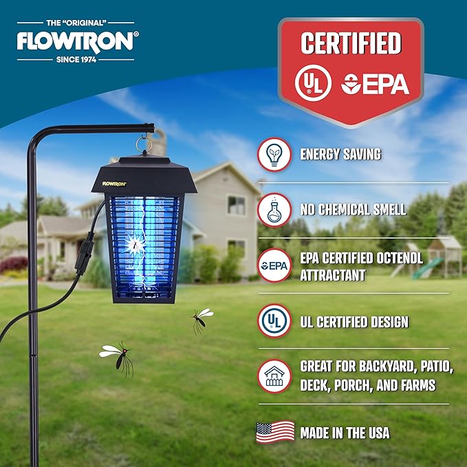 Flowtron Bug Zapper 1 Acre of Outdoor Coverage with Powerful 40W Bulb &amp 5600V Instant Killing Grid Electric Insect Fly &amp Mosquito Zapper Made in The USA