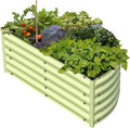 Olle Metal Raised Garden Beds for Growing Flowers 17 Tall Large Galvanized Planter Raised Bed Outdoors Steel Kit Herb Flower 47*27 Sage Green