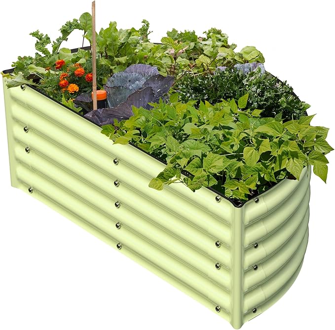 Olle Metal Raised Garden Beds for Growing Flowers 17 Tall Large Galvanized Planter Raised Bed Outdoors Steel Kit Herb Flower 47*27 Sage Green