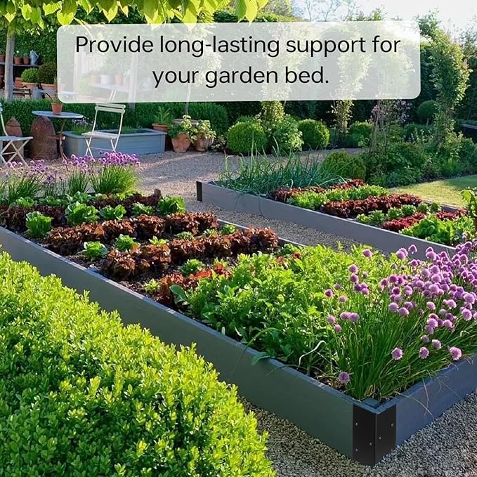 8 PCS Raised Garden Bed Corner Brackets for 10-24 Height Wood Frame BedMetal Raised Bed Corner Brackets 11 x 3 x 3 Raised Bed Corners Connectors for Vegetable Flower Planter Garden.