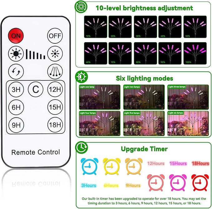 630 LEDs Grow Lights for Indoor Plants Kalolary Full Spectrum Plant Light with Timer 3/6/9/12/15/18H &amp 10 Brightness Levels LED Plant Growing Lamps with Tripod Stand