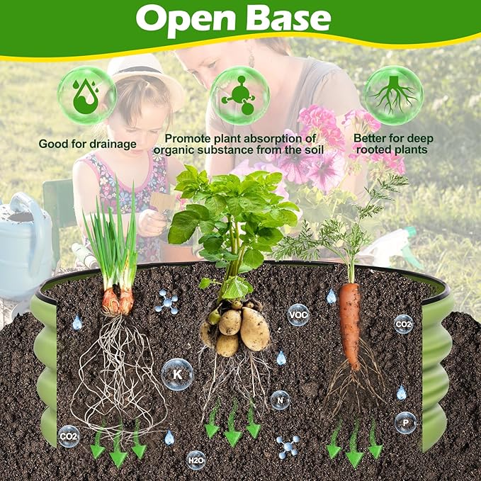 2x2x1.4ft Galvanized Raised Garden Bed Deep Metal Garden Bed Matcha Green Raised Garden Beds Outdoor Raised Planter Box Kit for Vegetables Flowers Fruits
