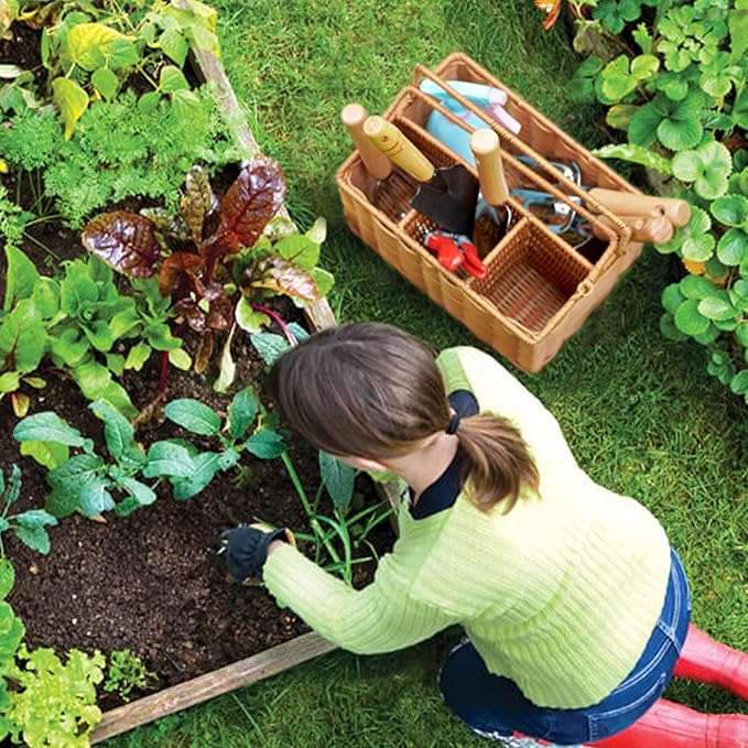 SOLIGT Garden Tools Set with Basket Heavy Duty Stainless Steel Gardening Hand Tool with Wood Handle Pruning Shears Gloves - Perfect Gardening Gifts Planting Supplies for Women Men