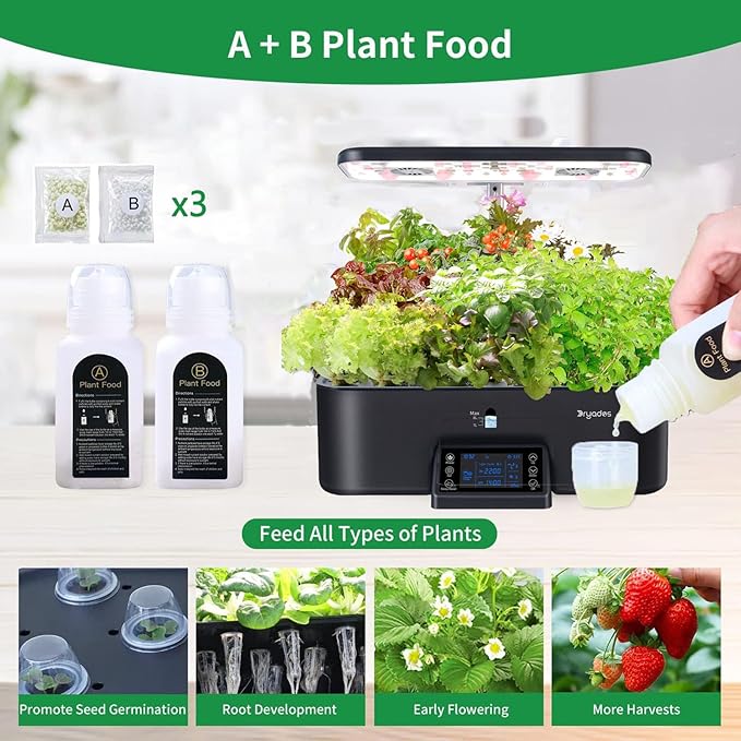 17-Pods Hydroponic Growing System with 24W Full-Spectrum Cooling Grow Light &amp Smart Control Panel Seed Pods kit for Indoor Garden