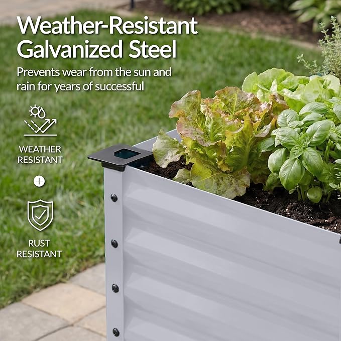 Best Choice Products 48x24x30in Galvanized Raised Garden Bed Metal Elevated Planter Box Vegetable Garden for Backyard Patio Balcony - Moonlight Gray