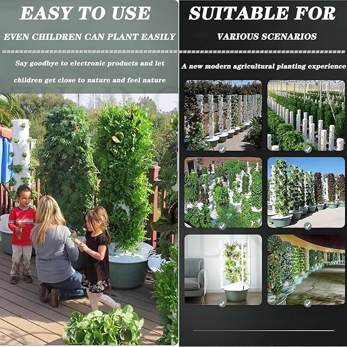 Hydroponics Growing System Kit Tower 5/7/9 Layers Large Gardening Tower Lettuce Tomato Vegetable Herb Outdoor Indoor Hydroponics Garden Growing System for Fruit and Vegetable5Layers/20Pots