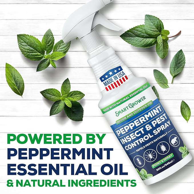 All Natural Peppermint Oil Insect &amp Pest Control Spray Repels Mice Spiders Ants for Home Indoor Outdoor Garden Maximum Strength Smart Grower Ready to Use 32 FL OZ