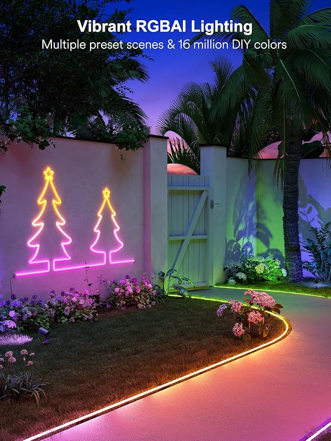 ANGELHALO Outdoor Neon Rope Lights 32.8ft Smart Landscape Spotlights 6 Pack