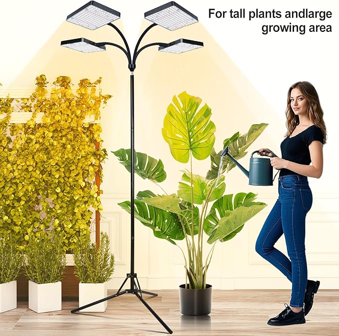 Grow Light with Stand Orchbloom Grow Lights for Indoor Plants 100W Natural Sunlight Full Spectrum Plant Growing Lamps for Houseplants &amp Bonsai Tree 4/8/12 Hr Timer Plant Light Auto On/Off Every