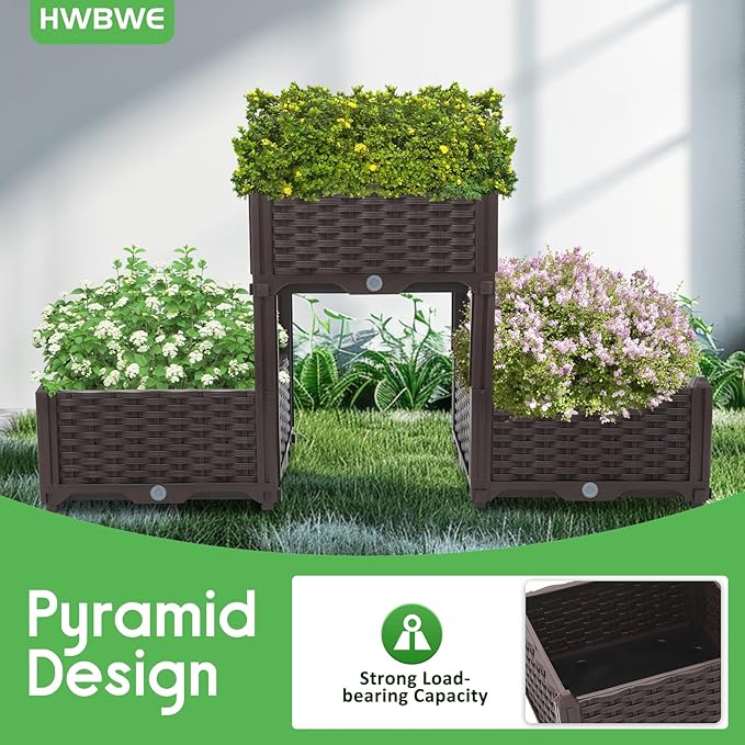 Planter Raised Beds Elevated Planter Garden Box with Drainage Holes Raised Garden Bed for Vegetable/Flower/Herb Outdoor Standing Planter Beds Gardening Kit