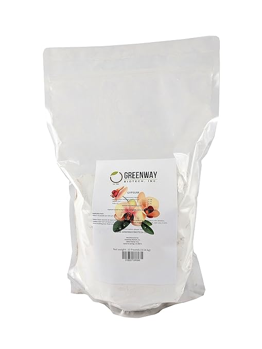 Greenway Biotech Inc. Gypsum Powder Calcium Sulfate to Improves Soil Drainage &amp Soil Water Relations- 100% Water Soluble Contains 97% Calcium Sulfate Dihydrate22.5% Calcium&amp 18% Sulfur (10
