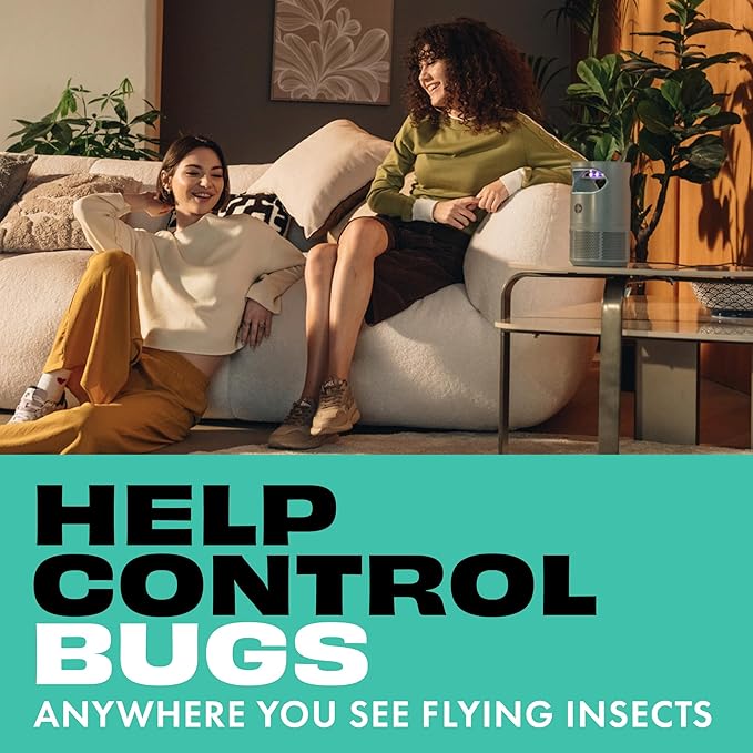 STEM Flying Insect Fan Trap for Indoor Bug Control Attracts Mosquitoes Fruit Flies and House Flies Plug-in Fan with UV Light Starter Kit Includes 1 Device and 5 Glue Traps