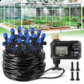 HIRALIY 59FT Greenhouse Misting Drip Irrigation Kit with Water Timer Quick Connector Design Garden Watering System Automatic Irrigation System with Tubing Nozzles for Hanging Plants Raised Bed