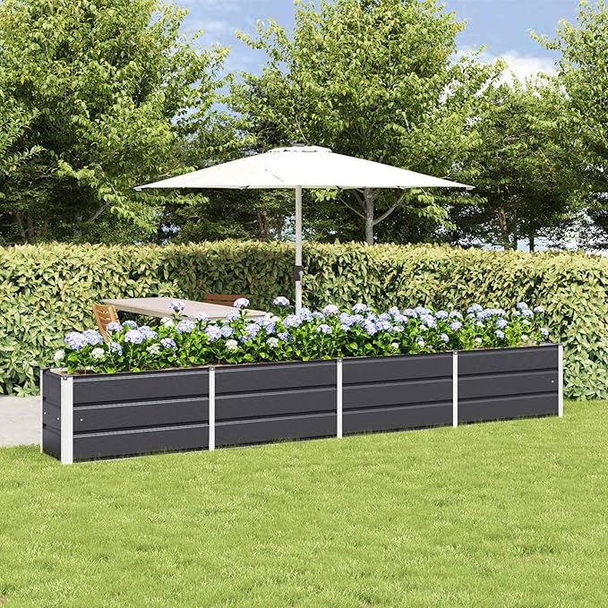 Steel Raised Garden Bed for Gardening Metal Planter Box for Vegetables Fruits Flowers 125.98 x 15.75 x 17.72 in Anthracite-621
