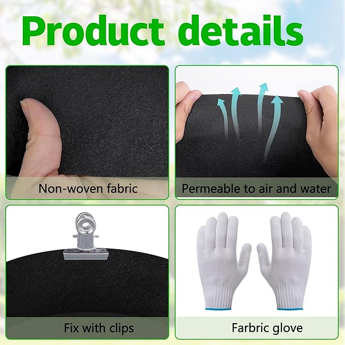 2 Sets 4 x 2 x 1 ft Raised Garden Bed Liner Bag Breathable Grow Bed Fabric Liners with Clips and Gloves Garden Box Non Woven Bag for Outdoor Plants Growth Keep Soil Isolation (No Garden Bed)