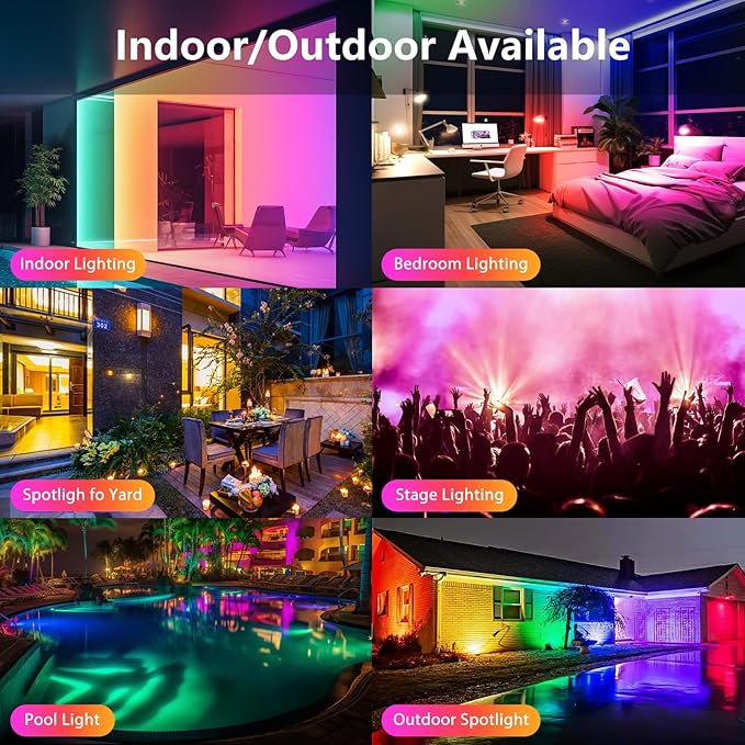 Spotlight Outdoor Control with Smart APP 2 Pack 15W RGBW Landscape Lighting Dimmable Color Changing IP67 Waterproof Spot Light Warm Flood Light for House Pathway Garden Yard Tree