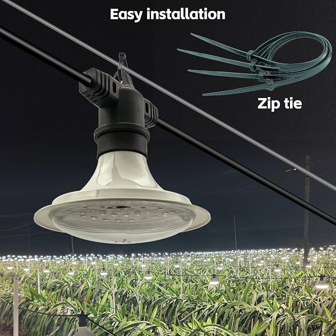 Outdoor LED Grow Lights Waterproof String Grow Light Full Spectrum Plant Growing Lights with 12Ft Adjustable Cord 3 Lights