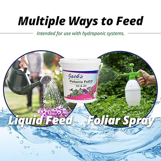 Jack's Classic 20-6-22 Petunia Feed Water-Soluble Fertilizer with Micronutrients 4lbs - Provides Lush Green Annuals
