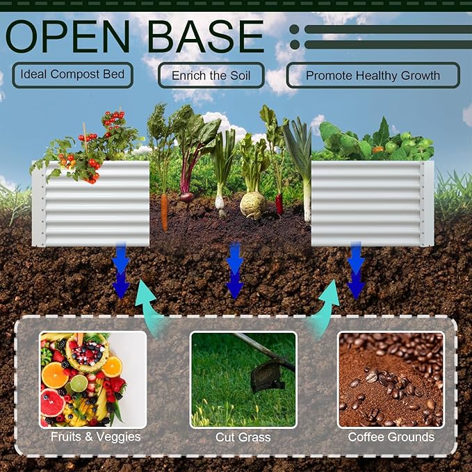 FRIZIONE 8FT(L)×3FT(W)×2FT(H) Raised Garden Bed Outdoor for Flower Garden Planter Box for Vegetable Raised Garden Beds for Herb Succulent White