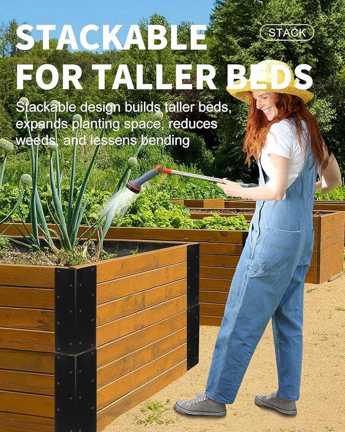 12 Pcs Metal Raised Garden Bed Corner Brackets 11 x 3 x 3 Rust-Resistant Raised Bed Corner Brackets for 12-24 Wood Planter Box Flower Beds Vegetable Gardens Furniture &amp Sand Box
