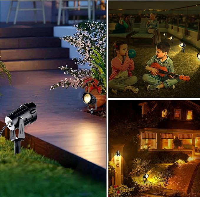 5W Low Voltage Landscape Lights with Connectors AC/DC 12V-24 Landscape Spotlights 3000K Warm White Waterproof Garden Yard Pathway Wall Tree Flag Landscaping Lights with Spike Stand (6 Pack)