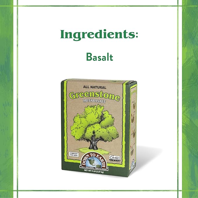 Down To Earth All Natural Fertilizers Organic Greenstone Metabasalt - Soil Amendment with Trace Minerals Iron Calcium Magnesium 5 lb