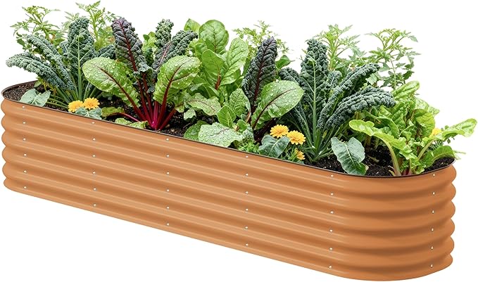 Vego garden Raised Garden Bed Kits 17 Tall 9 in 1 8ft x 2ft Metal Raised Planter Bed Outdoor for Vegetables Flowers Ground Planter Box Terra Cotta