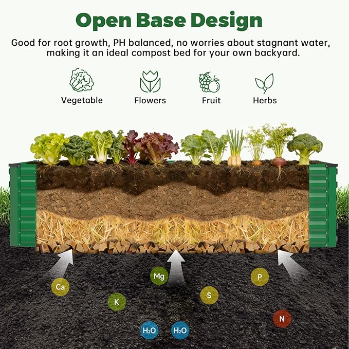 8x4x3 ft Raised Garden Bed Large Metal Planter Raised Beds Planters for Outdoor Plants for Vegetables Flowers Herbs Fruits and Succulents.(2 Pcs Green)