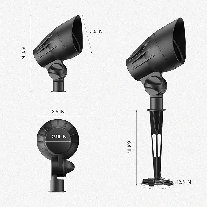 GOODSMANN Low Voltage Spotlights Landscape Lighting 5W LED 8PK Outdoor Floodlights 2700K Warm White Replaceable LED Outside Hardwired Lighting with Metal Stake Cable Connector