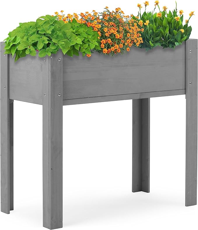 31x31 inch Raised Wood Garden Bed | Elevated Planter for Vegetables Flowers &amp Herbs