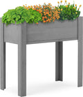 31x31x16 Inch Wooden Raised Garden Bed with Legs Raised Planter Box Elevated Garden Beds Outdoor Raised Flower Bed for Patio Deck Balcony Grey
