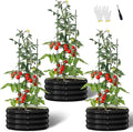 DoCred 3 Pack 2x2x1Ft Round Galvanized Raised Garden Bed Metal Garden Bed Outdoor with Tomato Cages for Gardening Above Ground Planter Box for Plants Vegetables Herbs Flowers Black