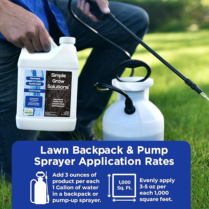 Super Seaweed Humic Fulvic Acid Blend- Liquid Carbon - Soil Hume - Simple Grow Solutions- Natural Lawn &amp Garden Concentrated Treatment- Increase Nutrient Uptake (64 Ounce)