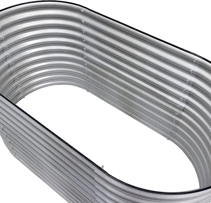 Sunnydaze Stackable Galvalume Steel Raised Garden Bed - 62.5 Oval Silver