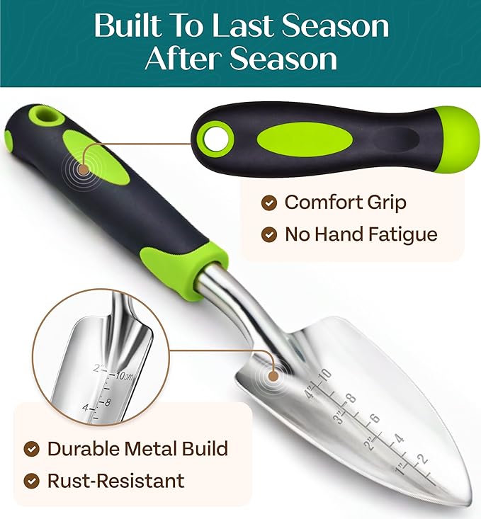 GROWIT Heavy Duty Gardening Tools - Gardening Gifts for Women Men Mom Dad - Durable Ergonomic Garden Tools Set