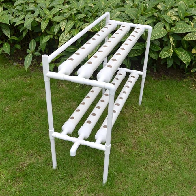 Hydroponics Growing System Kit54 Plant Sites 2 Layers Food-Grade PVC-U Pipes Hydroponic Grow Kit Gardening System with Water Pump TimerNet Pots and Sponge for VegetablesFruitsHerb