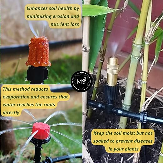 Drip Irrigation System Kit with Timer Metal Mist Plastic Mist Nozzle Red Dripper 1/4 (65.6 feet) and 5/16 Tube (32.8 feet)Automatic Watering System Garden Watering System with Timer Greenhouse