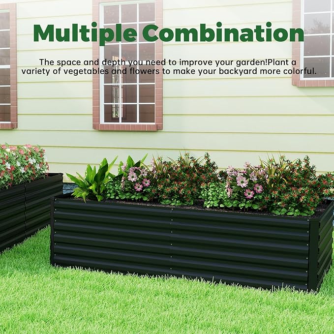 8x4x2 ft Outdoor Raised Garden Bed Large Metal Planter Raised Beds Planters for Outdoor Plants for Vegetables Flowers Herbs Fruits and Succulents.(4 Pcs)