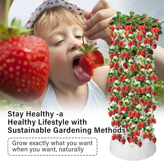 10 Layers 80 Pots Vertical Hydroponics Tower Growing System with Water Pump Indoor Outdoor Hydroponic Planter Starter Kit Vertical Gardening System for Strawberries Tomatoes Lettuce Plant