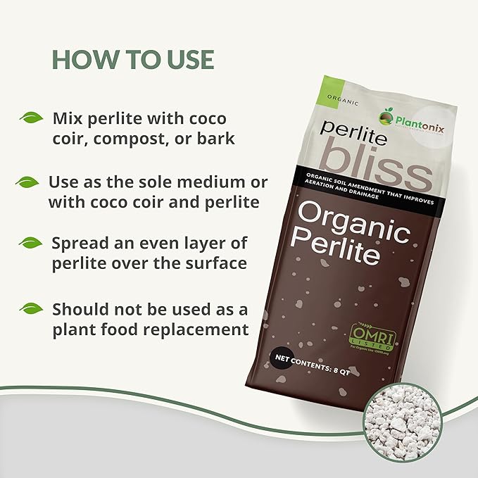 Perlite Bliss (8 Qts) + Kelp Bliss (5lbs) - Organic Perlite for Plants &amp Kelp Meal Fertilizer - Horticultural Perlite for Gardening - Kelp Fertilizer for Plants - Garden Soil &amp Potting Soil Mi