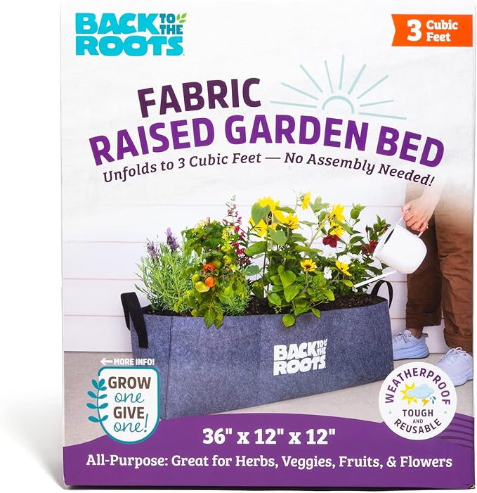 Back to the Roots Breathable Raised Bed (Provides More Oxygen to Roots) 3 Cu. Ft. No Assembly Needed Reusable &amp Weatherproof | (Pack of 6)